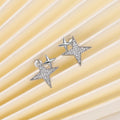 Korean Sparkling Star Stud Earrings For Women, Delicate Small Two Tone Star Shape Zircon Jewelry view 2