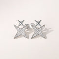 Korean Sparkling Star Stud Earrings For Women, Delicate Small Two Tone Star Shape Zircon Jewelry view 4