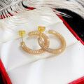 French Elegant Full Zircon Hoop Earrings Vintage Copper Metal Fashion Ear Jewelry For Women view 4
