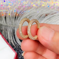 French Elegant Full Zircon Hoop Earrings Vintage Copper Metal Fashion Ear Jewelry For Women view 3