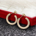 French Elegant Full Zircon Hoop Earrings Vintage Copper Metal Fashion Ear Jewelry For Women view 2