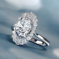 Exquisite Floral Cubic Zirconia Ring For Women Celebrity Style Fashion Jewelry view 2