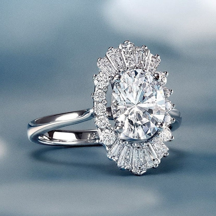 Exquisite Floral Cubic Zirconia Ring For Women Celebrity Style Fashion Jewelry