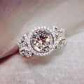 Luxury Elegant Round Zircon White Gold Plated Ring For Women, Prom Party Finger Jewelry view 2