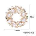 Alloy Pearl Floral Wreath Brooch For Elegant Women's Clothing Decoration view 5