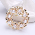 Alloy Pearl Floral Wreath Brooch For Elegant Women's Clothing Decoration view 6