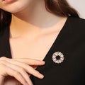 Alloy Pearl Floral Wreath Brooch For Elegant Women's Clothing Decoration view 2