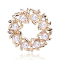 Alloy Pearl Floral Wreath Brooch For Elegant Women's Clothing Decoration view 4