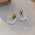 White Alloy Hoop Earrings Korean Fashion Minimalist Statement Cartoon Style Ear Jewelry For Women view 3