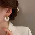 White Alloy Hoop Earrings Korean Fashion Minimalist Statement Cartoon Style Ear Jewelry For Women view 4