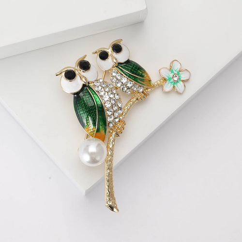 Alloy Enamel Rhinestone Bird Brooch For Women Suit Decoration