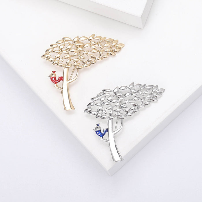 Alloy Tree Bird Brooch Pin For Suits Scarves And Hats