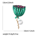 Alloy Enamel Pearl Lotus Pod Brooch Fashion Lapel Pin view 4
