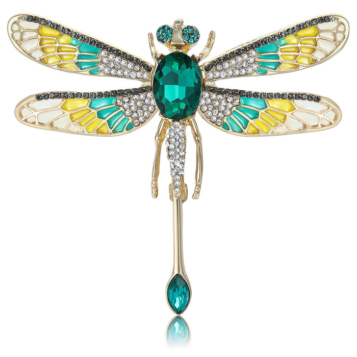 Alloy Enamel Rhinestone Dragonfly Brooch Pin For Women’s Fashion Outfits