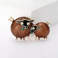 Alloy Enamel Sheep Brooch Pin With Yarn Ball Design view 2