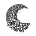 Fashion Alloy Rhinestone Moon Brooch Pin For Womens Suit Coats view 3