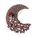 Fashion Alloy Rhinestone Moon Brooch Pin For Womens Suit Coats view 2