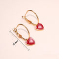 European Winter Fashion Red Heart Dangle Earrings For Women Enamel New Year Jewelry view 4