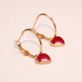 European Winter Fashion Red Heart Dangle Earrings For Women Enamel New Year Jewelry view 2
