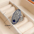 Vintage Hollow Palace Style Royal Blue Zircon Ring, Anniversary Wedding Gift Finger Jewelry view 5