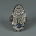 Vintage Hollow Palace Style Royal Blue Zircon Ring, Anniversary Wedding Gift Finger Jewelry view 1