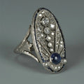 Vintage Hollow Palace Style Royal Blue Zircon Ring, Anniversary Wedding Gift Finger Jewelry view 2