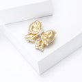 Alloy Gold Plated Pearl Bow Brooch Pin For Blazers view 3