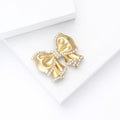 Alloy Gold Plated Pearl Bow Brooch Pin For Blazers view 4