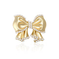 Alloy Gold Plated Pearl Bow Brooch Pin For Blazers view 1