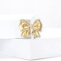 Alloy Gold Plated Pearl Bow Brooch Pin For Blazers view 2