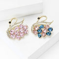 Gold Plated Copper Zircon Crystal Swan Brooch Pin For Women's Apparel view 3