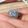 White Gold Plated 7mm Princess Square Zirconia Simulated Diamond Ring For Women view 3