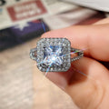 White Gold Plated 7mm Princess Square Zirconia Simulated Diamond Ring For Women view 4
