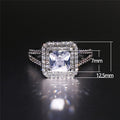 White Gold Plated 7mm Princess Square Zirconia Simulated Diamond Ring For Women view 5