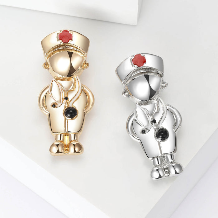 Metal Alloy Doctor Shape Brooch For Medical Staff Work Badges