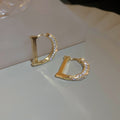 Real Gold Plated Zircon Letter Ear Cuff Earrings For Women Korean Minimalist Metal Style view 3