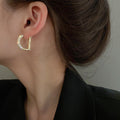 Real Gold Plated Zircon Letter Ear Cuff Earrings For Women Korean Minimalist Metal Style view 2