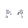 Light Luxury Alloy Geometric Square Rhinestone Round Bead Stud Earrings For Women view 5