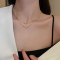 Iridescent Faux Pearl Multi Layer Necklace Korean Vintage Round Geometric Clavicle Chain for Women view 1