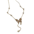 Gold Plated Freshwater Pearl Butterfly Tassel Necklace With Micro Pave Zirconia For OL Style view 5