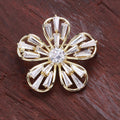 Alloy Zircon Five Petal Flower Brooch Pin For Elegant Apparel view 4
