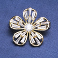 Alloy Zircon Five Petal Flower Brooch Pin For Elegant Apparel view 1