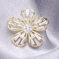 Alloy Zircon Five Petal Flower Brooch Pin For Elegant Apparel view 3