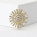 Light Luxury Copper Zircon Sunflower Brooch Pin For Womens Apparel view 2