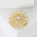 Light Luxury Copper Zircon Sunflower Brooch Pin For Womens Apparel view 3