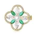 Copper Zircon Four Leaf Clover Brooch Pin For Delicate Apparel Decoration view 1