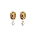 French Vintage Baroque Pearl Oval Studs With Gold Alloy Crystal Drop Tassel Elegant Earrings view 5