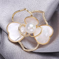 Pearl Shell Camellia Brooch Pin For Clothing Fastening Decoration view 4