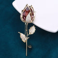 Alloy Crystal Rose Brooch With Zircon For Suit Lapel Decoration view 3