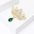 Alloy Pearl Zircon Crown Brooch Elegant Coat Lapel Pin view 3